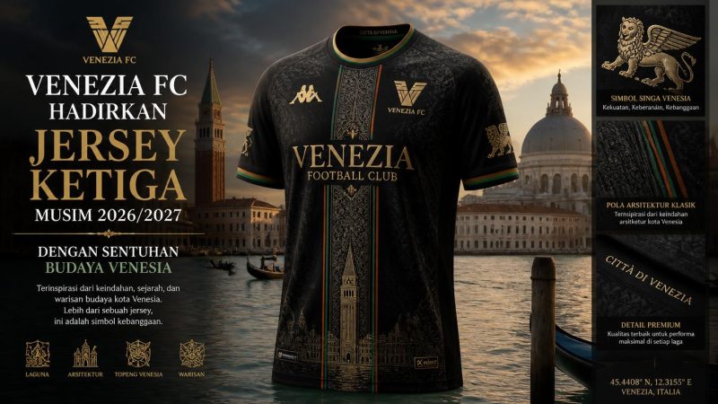 Venezia FC Hadirkan Jersey Ketiga Musim 2026/2027 dengan Sentuhan Budaya Venesia